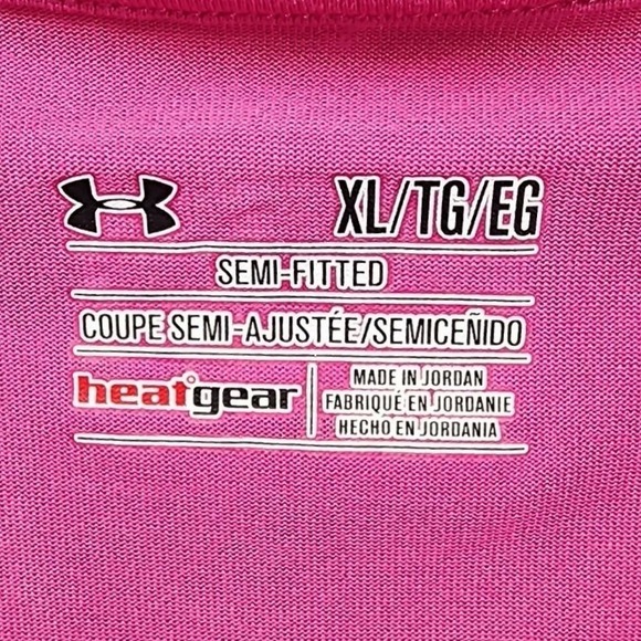Under Armour Womens HeatGear Long Sleeve V-Neck Shirt Pink Semi-Fitted XL - Picture 2 of 5